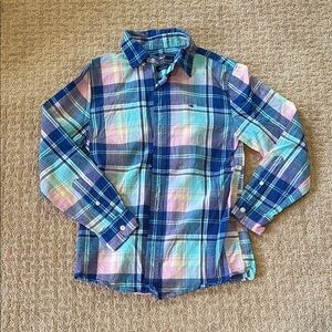 Euc Vineyard vines Plaid Kids Shirt in Blue and Pink, size S